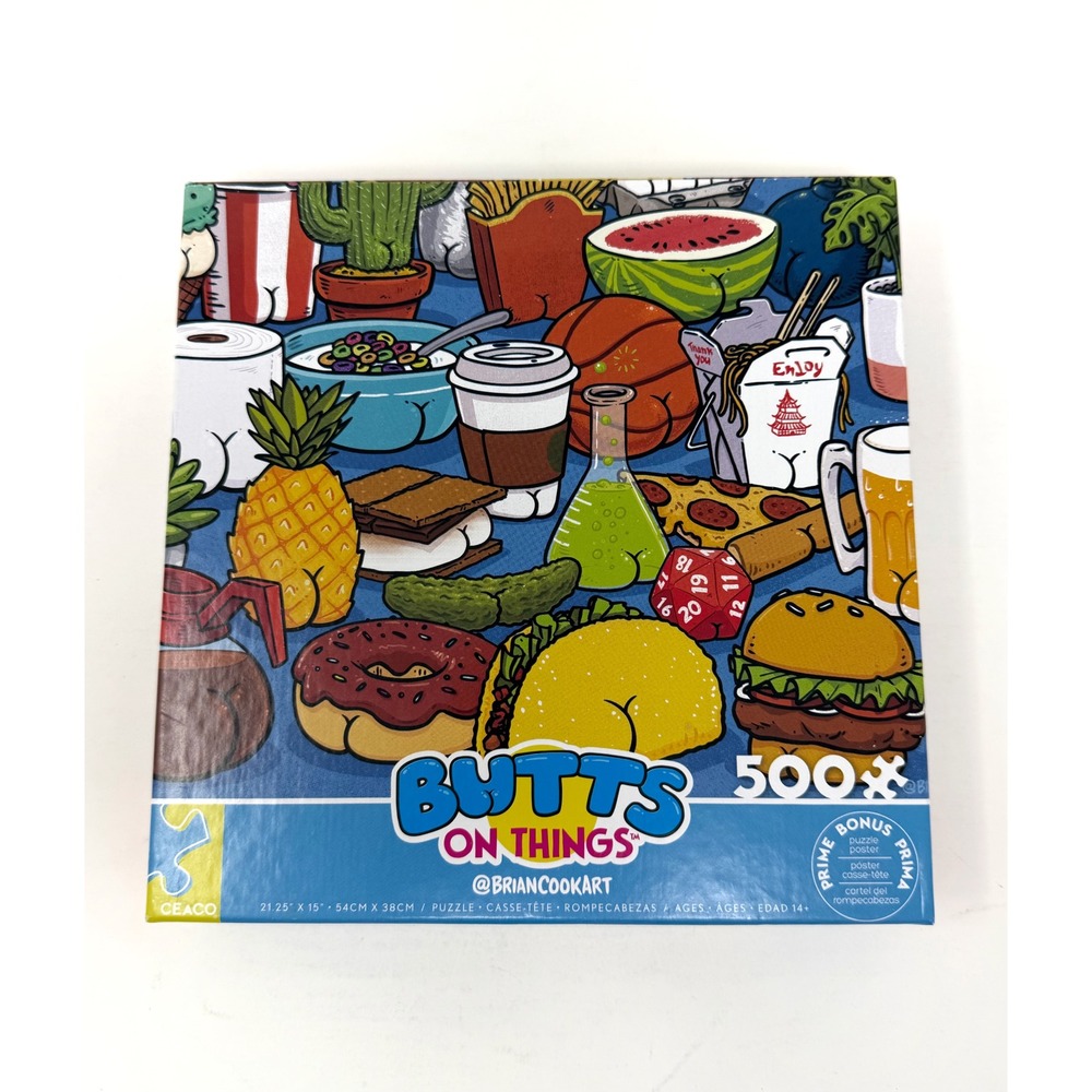 Ceaco Butts on Things 500 Piece Puzzle Brian Cook Complete Funny Adult Humor